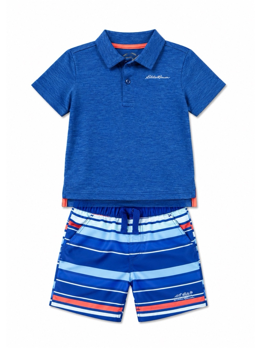 Eddie Bauer Blue Short Sleeve Polo & Shorts Outfit Baby Boy Size 12M